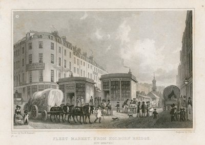 Mercato della flotta dal ponte di Holborn (ora rimosso) da Thomas Hosmer Shepherd