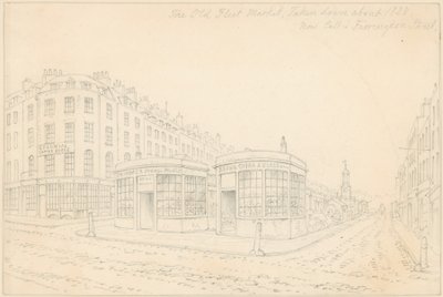 Mercato della flotta dal ponte di Holborn (ora rimosso) da Thomas Hosmer Shepherd