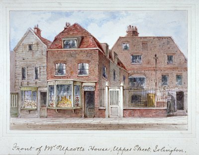 Vista frontale della casa del signor Upcott, Upper Street, Islington, Londra da Thomas Hosmer Shepherd