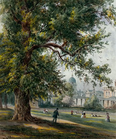 Ospedale di Greenwich dal parco, giugno 1855 da Thomas Hosmer Shepherd