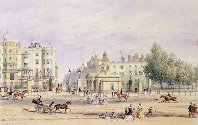 Grosvenor Gate e il nuovo lodge, 1851 da Thomas Hosmer Shepherd