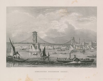 Ponte sospeso di Hungerford che attraversa il Tamigi da Thomas Hosmer Shepherd