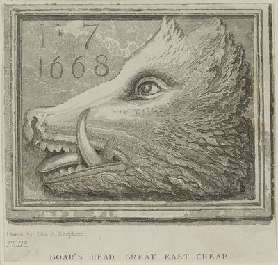 Insegna della taverna Boars Head a Eastcheap, c.1850 da Thomas Hosmer Shepherd