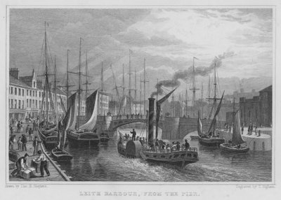 Porto di Leith, dal molo (incisione) da Thomas Hosmer Shepherd