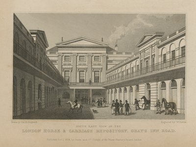 Deposito di cavalli e carrozze di Londra da Thomas Hosmer Shepherd