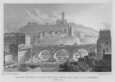 North Bridge, Calton Hill, ecc., dalla Bank of Scotland, Edimburgo (incisione) da Thomas Hosmer Shepherd
