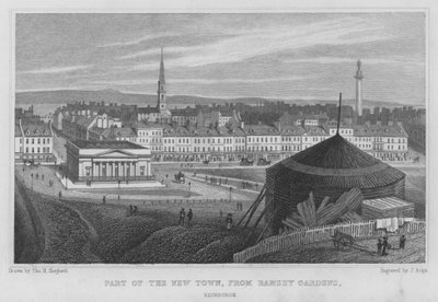 Parte della città nuova, dai giardini di Ramsey, Edimburgo (incisione) da Thomas Hosmer Shepherd