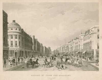Regent Street, Londra, dal Quadrante, guardando a nord da Thomas Hosmer Shepherd