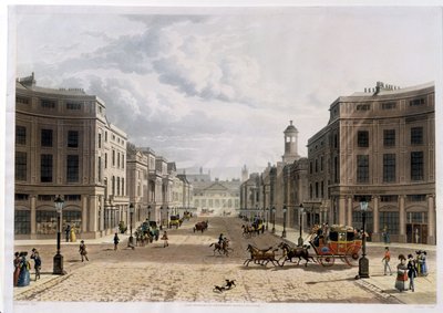 Regent Street, da Piccadilly, inciso da J. Bluck, pub. 1822 da 