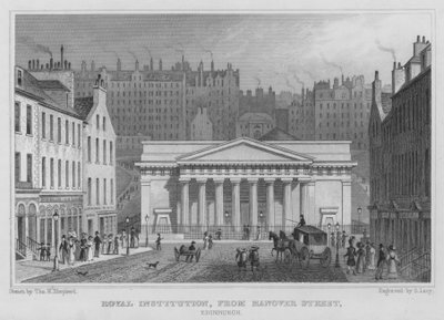 Royal Institution, da Hanover Street, Edimburgo (incisione) da Thomas Hosmer Shepherd