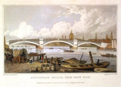 Ponte di Southwark dal lato della Banca, Londra da Thomas Hosmer Shepherd