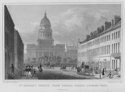 Chiesa di San Giorgio, da George Street guardando a ovest, Edimburgo da Thomas Hosmer Shepherd