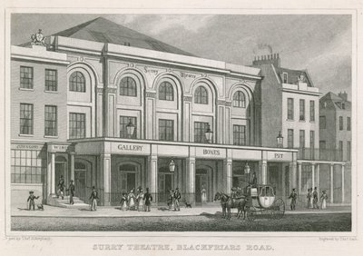 Teatro di Surrey, Blackfriars Road, Londra da Thomas Hosmer Shepherd
