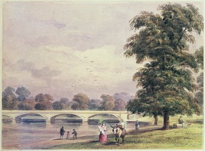Il ponte tra Kensington Gardens e Hyde Park sul Serpentine da Thomas Hosmer Shepherd