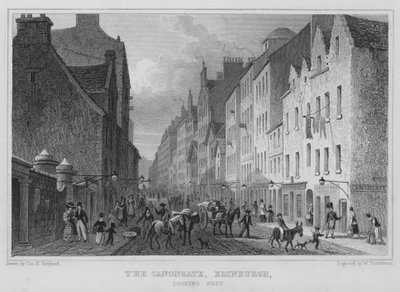 Il Canongate, Edimburgo, vista verso ovest da Thomas Hosmer Shepherd