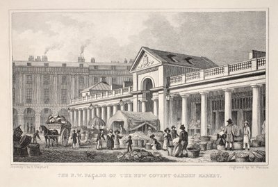 La facciata nord-ovest del nuovo mercato di Covent Garden, da 
