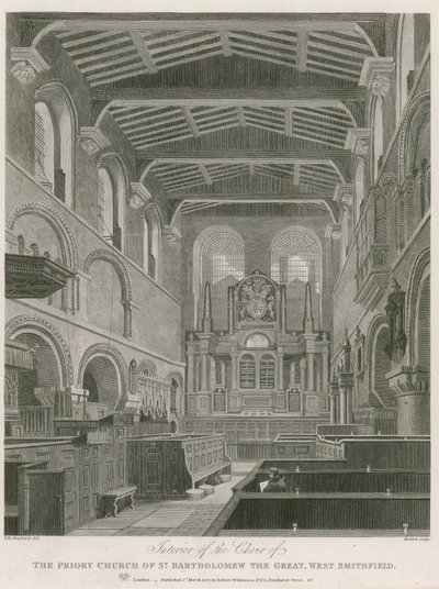 La chiesa priorale di San Bartolomeo il Grande, West Smithfield da Thomas Hosmer Shepherd