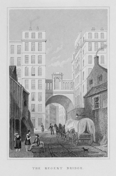 Il ponte del reggente, Edimburgo, inciso da Thomas Barber, 1829 da Thomas Hosmer Shepherd