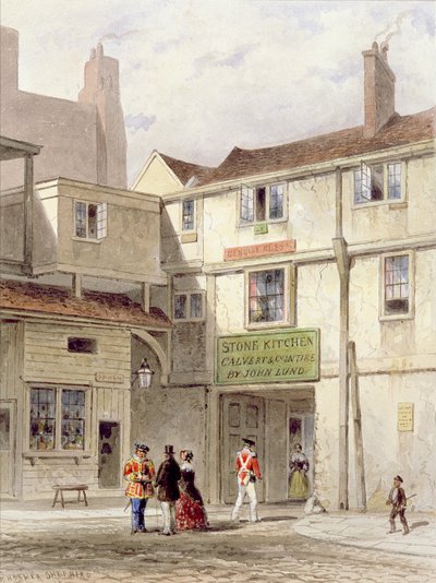 La celebre mensa nella Torre - chiamata La Cucina di Pietra - demolita nel 1827 da Thomas Hosmer Shepherd