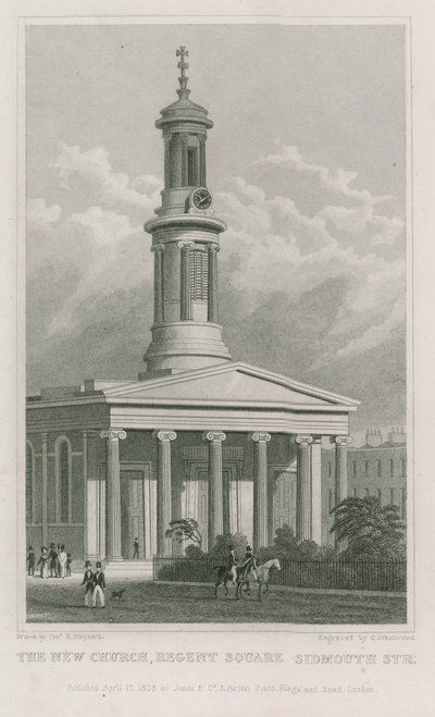La nuova chiesa, Regent Square, Sidmouth Street da Thomas Hosmer Shepherd