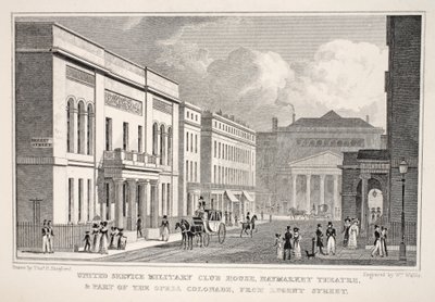 United Service Military Club House, Haymarket Theatre e parte della Colonnata dell
