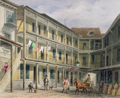 Veduta del cortile della Blue Boar Inn, no.30 Aldgate, c.1850 da Thomas Hosmer Shepherd