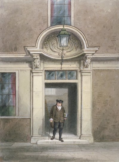 Vista della porta e della scala del Dr Johnson, Inner Temple Lane, Città di Londra da Thomas Hosmer Shepherd
