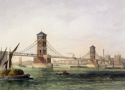 Veduta del ponte di Hungerford da est, inciso da Jean Jacottet, 1854 da Thomas Hosmer Shepherd