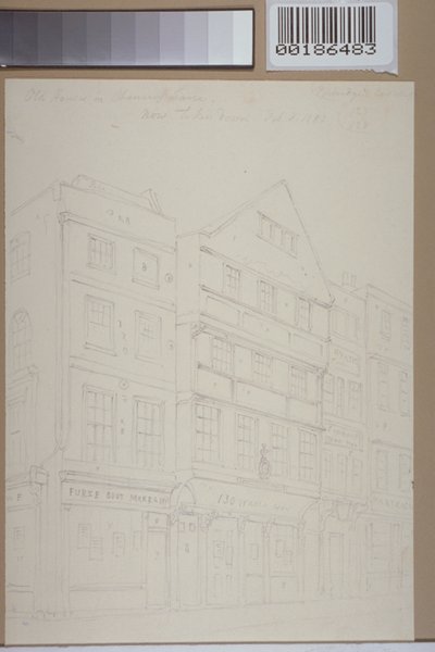 Veduta delle vecchie case in Chancery Lane, 1853 da Thomas Hosmer Shepherd