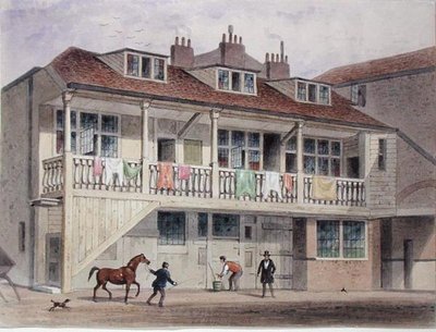 Vista del Black Lion Inn, Whitefriars Street, c.1855 (acquerello su carta) da Thomas Hosmer Shepherd