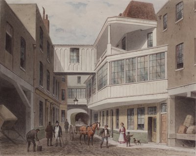 Veduta della taverna Cross Keys, Wood Street, c.1850 da Thomas Hosmer Shepherd