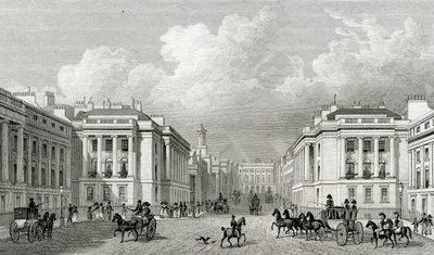 Waterloo Place e parte di Regent Street, pub.1828 da Thomas Hosmer Shepherd