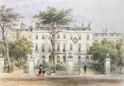 Facciata ovest della casa di Sir Robert Peel nel Privy Garden (1788-1850) 1851 da Thomas Hosmer Shepherd