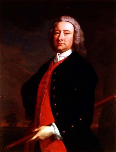 Ritratto di Edward Henry Sartorius con un telescopio e un paesaggio costiero sullo sfondo da Thomas Hudson