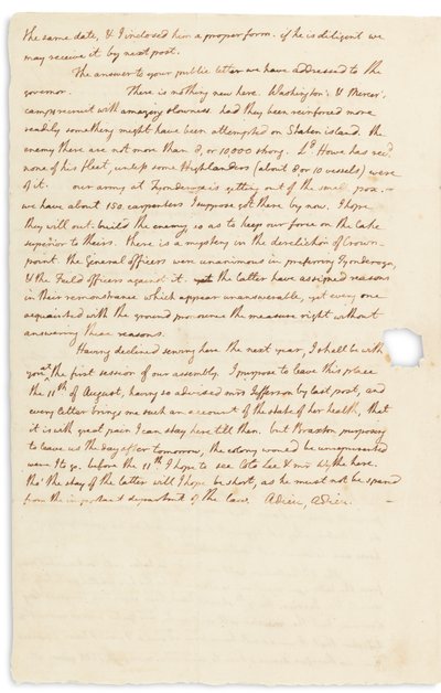 Lettera autografa a John Page, Filadelfia, 30 luglio 1776 da Thomas Jefferson