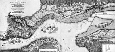 Piano corretto dei dintorni di Quebec e della battaglia combattuta il 13 settembre 1759 da Thomas Jefferys
