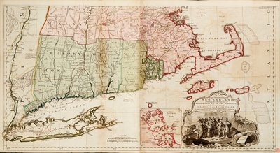 Mappa della parte più abitata del New England, contenente le province della Baia del Massachusetts e del New Hampshire con le colonie del Connecticut e del Rhode Island da Thomas Jefferys