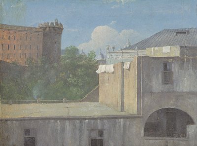 Edifici a Napoli con il lato nord-est di Castel Nuovo da Thomas Jones