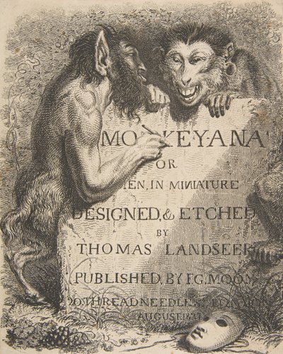 Pagina del titolo: Monkey-Ana o uomini in miniatura da Thomas Landseer