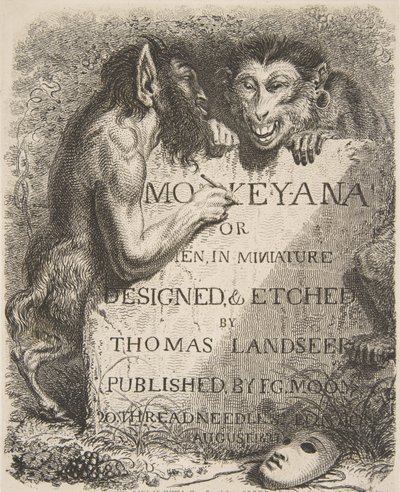 Pagina del titolo, da Monkey-ana, o uomini in miniatura, 1827 da Thomas Landseer