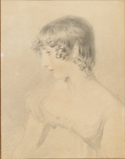 Ritratto busto di Susan Bloxam, girata di profilo a sinistra da Thomas Lawrence
