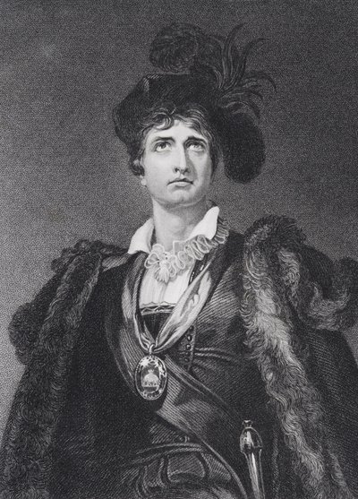 John Philip Kemble come Amleto, inciso da G. Adcock da Thomas Lawrence