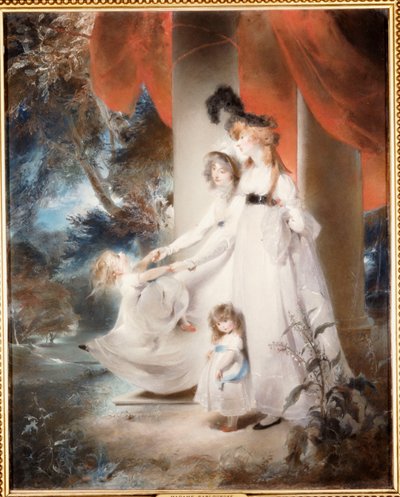 Ritratto di Mrs Ayscoghe Boucherett con i suoi due figli maggiori, Emilia e Ayscoghe, e la sua sorellastra Juliana Angerstein, poi Madame Sabloukoff, in un giardino da Thomas Lawrence
