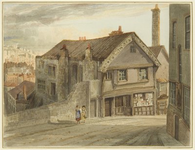 Via del Mulino del Castello, sotto la Newgate, con la casa di Robert Adams da Thomas Leeson the Elder Rowbotham