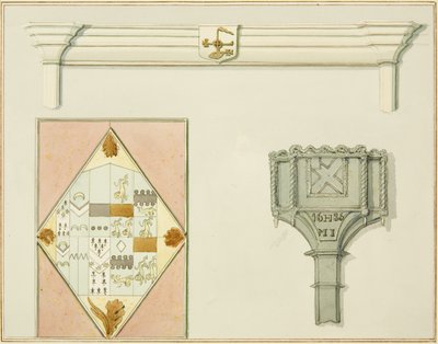 Camino, vetrata e scatola della neve al 35 di High Street da Thomas Leeson the Elder Rowbotham