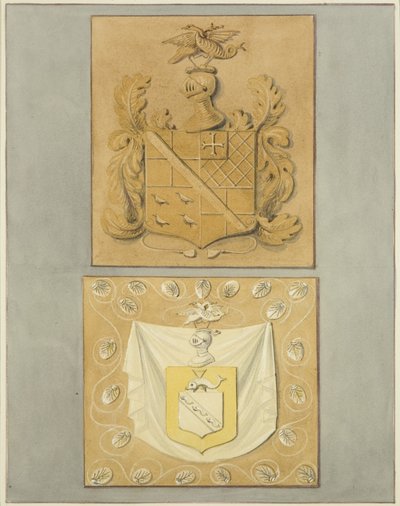Stemmi sul portale di Langton Mansion, sul retro da Thomas Leeson the Elder Rowbotham