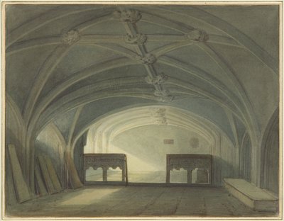 Cripta della Chiesa di San Giovanni, vista verso Est, con schermo di quercia da Thomas Leeson the Elder Rowbotham