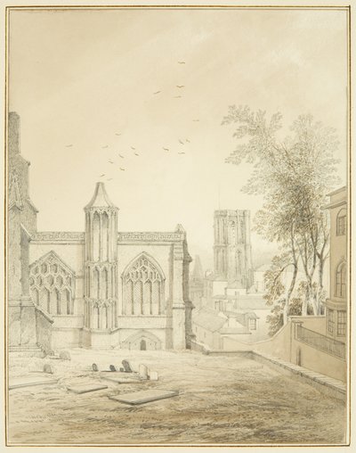 Estremità orientale di St Mary Redcliffe, con la Chiesa del Tempio da Thomas Leeson the Elder Rowbotham