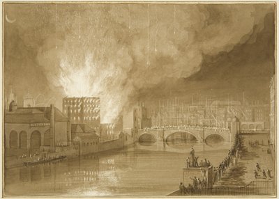 Incendio alla Vecchia Zuccheriera, Tucker Street da Thomas Leeson the Elder Rowbotham