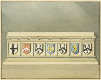 Stemma araldico sulla tomba di Walter Frampton nella Chiesa di San Giovanni da Thomas Leeson the Elder Rowbotham